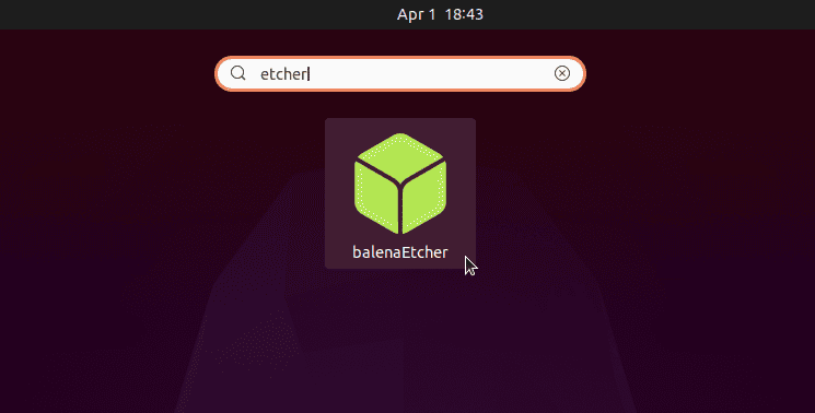 balena Etcher icon in GNOME Dashboard