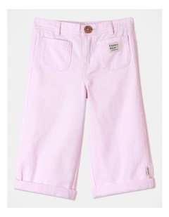 Pinky Denim Wide Leg Jean in Pink