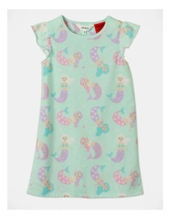 Mermaid Short Sleeve Nightie in Aquamarine