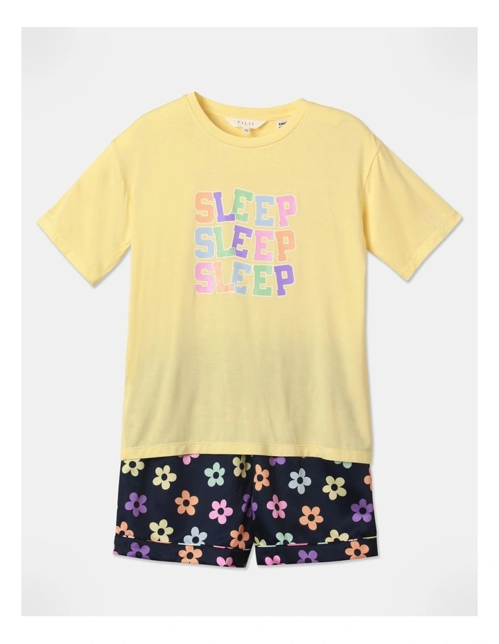 Sleep Relaxed Bamboo Short Sleeve Pyjama Set in Light Yellow image 1