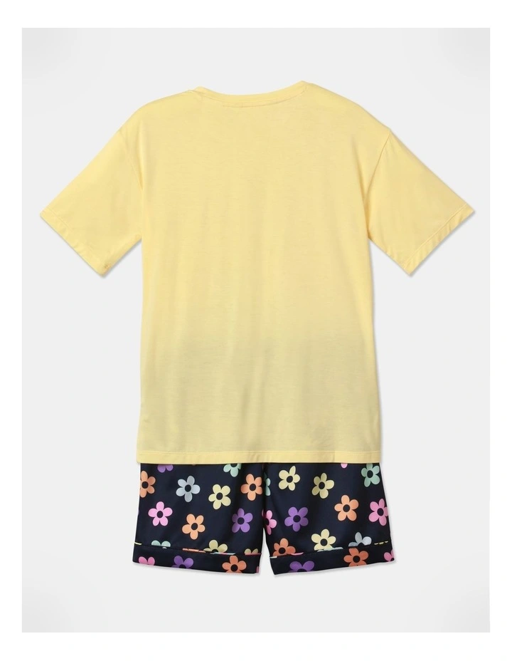 Sleep Relaxed Bamboo Short Sleeve Pyjama Set in Light Yellow image 3