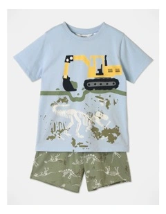 Dino Digger Pyjama Set in Blue