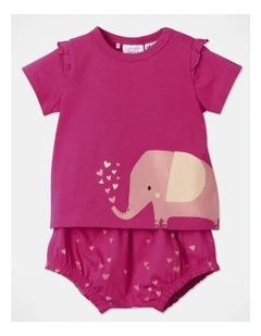 Elephant Pyjama Set in Burgundy