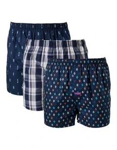 Diamond Cotton Boxer Shorts 3 Pack in Multi