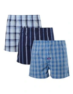 Woven Boxer 3 Pack in Blue