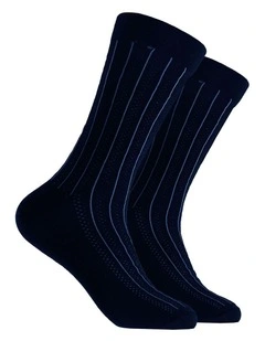 Plain Rib Bamboo Crew Socks in Navy