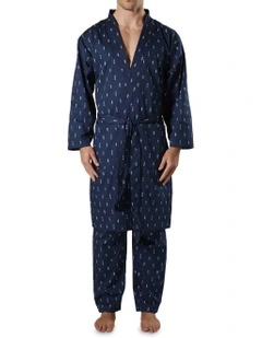 Flint Cotton Robe in Navy