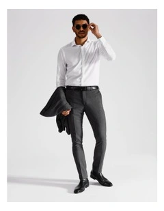 Slim Birdseye Suit Pant in Charcoal