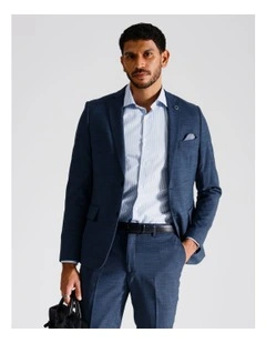 Slim Sharkskin Suit Jacket in Blue