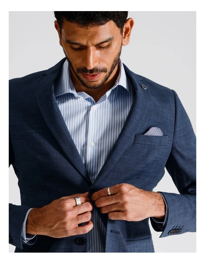 Slim Sharkskin Suit Jacket in Blue image 2