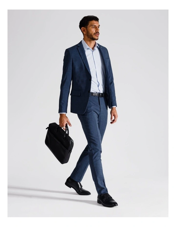 Slim Sharkskin Suit Jacket in Blue image 3