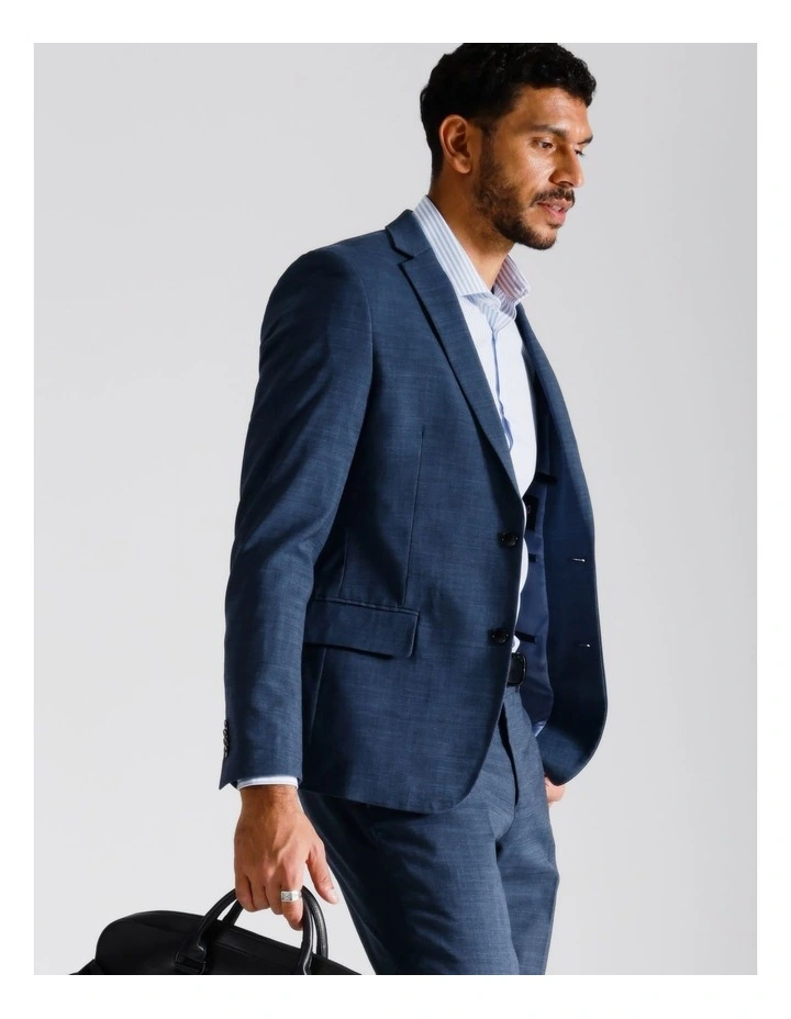 Slim Sharkskin Suit Jacket in Blue image 4