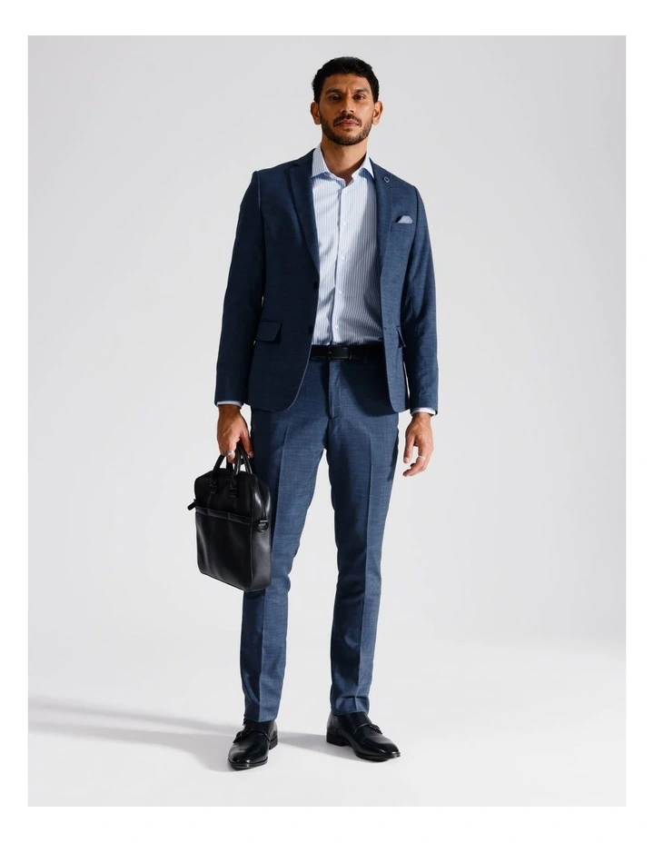 Slim Sharkskin Suit Jacket in Blue image 5