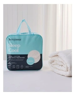 Sleep Cool Wool/Cotton Mattress Protector White