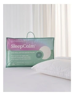 SleepCalm Wool Cotton Quilted Pillow 7+ in White