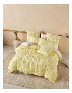 Layla Quilt Cover Set in Lemon