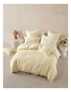 Nimes Quilt Cover Set in Lemon