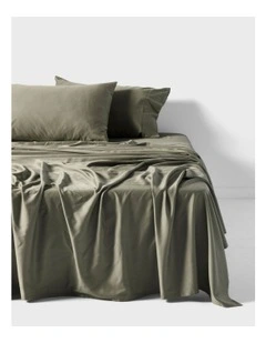 Nara Bamboo Cotton 400TC Sheet Set in Moss