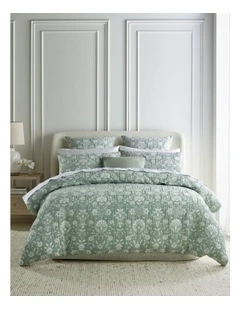 Solene Floral Matelasse Quilt Cover Set in Sage