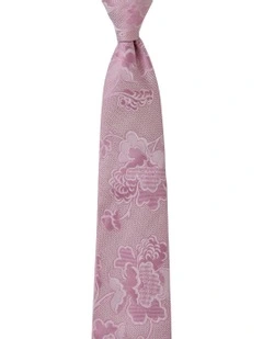 Jacquard Floral Silk Tie in Pink