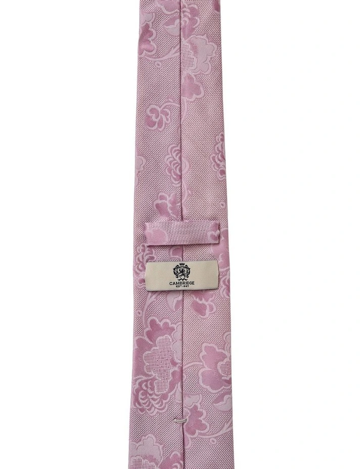 Jacquard Floral Silk Tie in Pink image 2