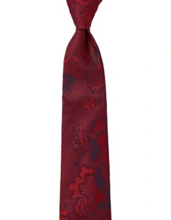 Jacquard Floral Silk Tie in Wine