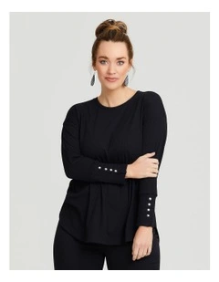 Rib Hi-lo Top in Black