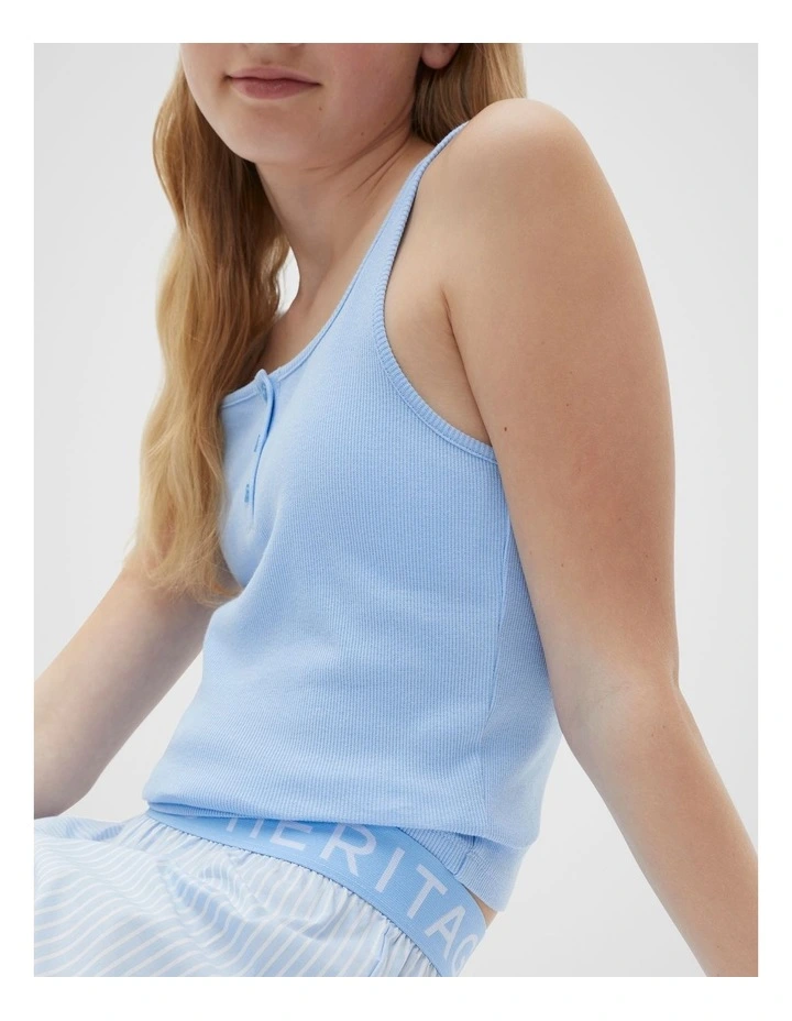 Henley Rib Pyjama in Sky Blue image 4