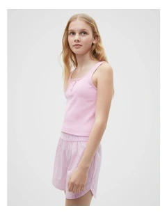 Henley Rib Pyjama in Cotton Candy