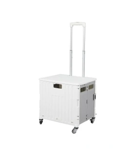 Portable Rolling Shopping Trolley Cart in White/Grey