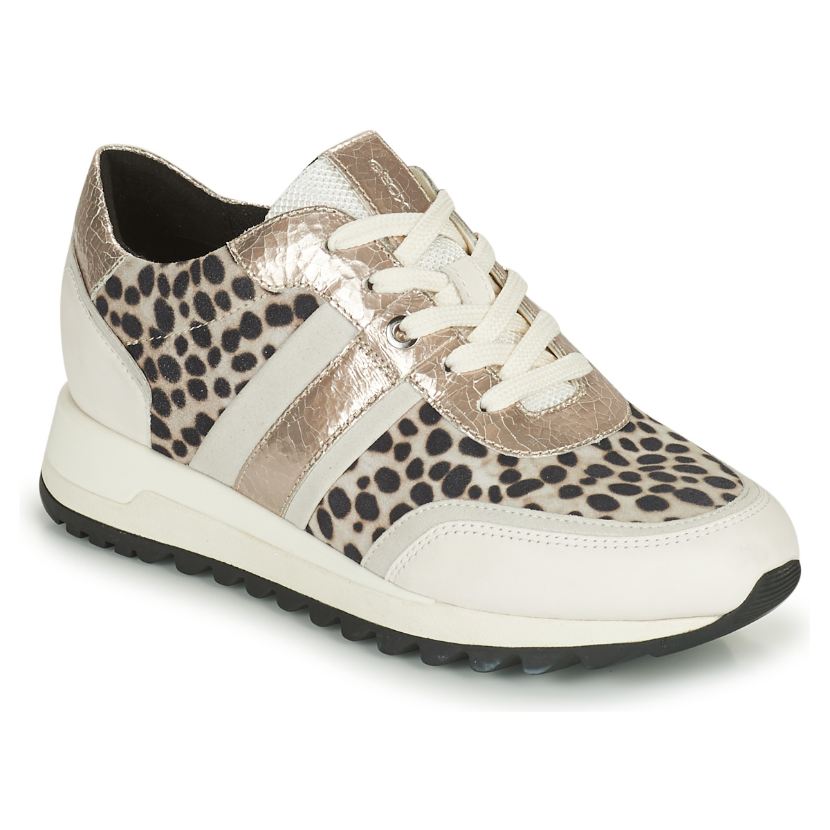 Schoenen Dames Lage sneakers Geox TABELYA Wit / Zwart / Zilver