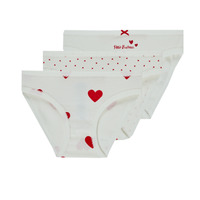 Ondergoed Meisjes Slips Petit Bateau LOT 3 CULOTTES Wit / Rood