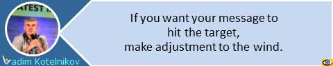 Presentation quotes, Communication, Perceptions: If you want your message to hit the target make adjustment to the wind. Vadim Kotelnikov