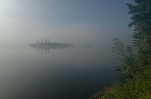 Morning fog on Uskik Lake