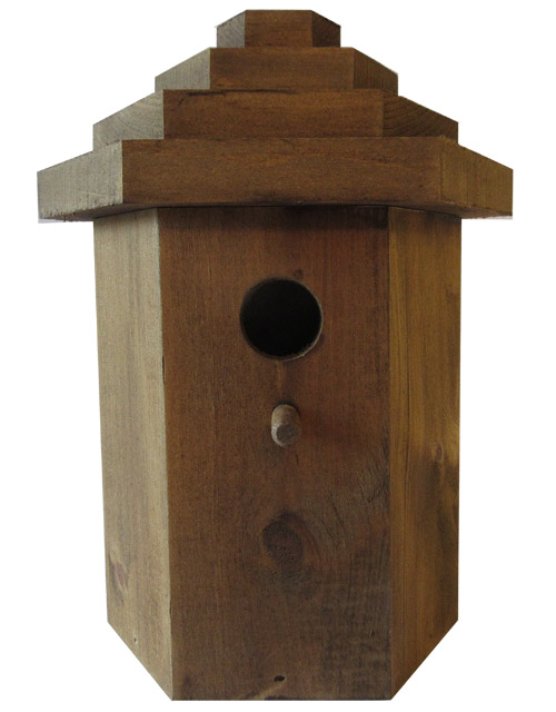 Hexagonal
                    Birdhouse Walnut Brown Rustic Finish 