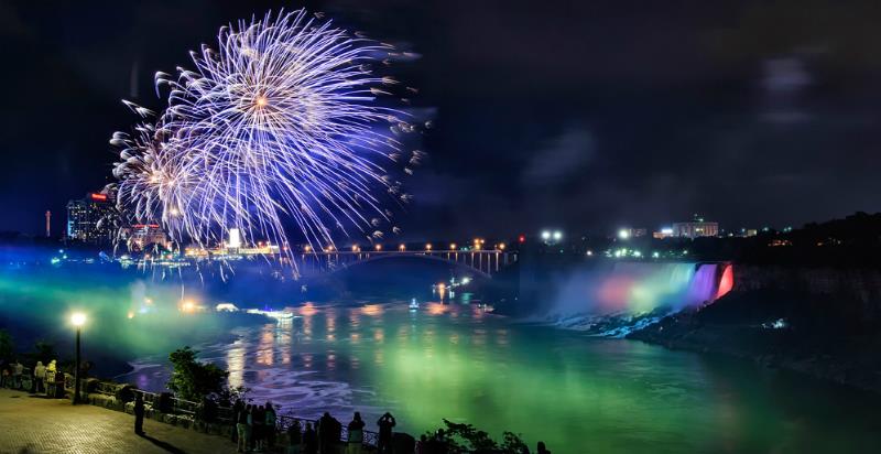 fireworks over Niagara falls