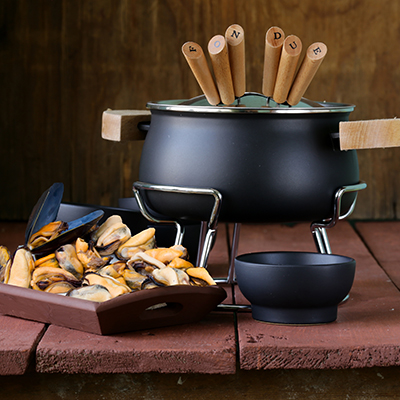 Fondue aux moules et au cidre