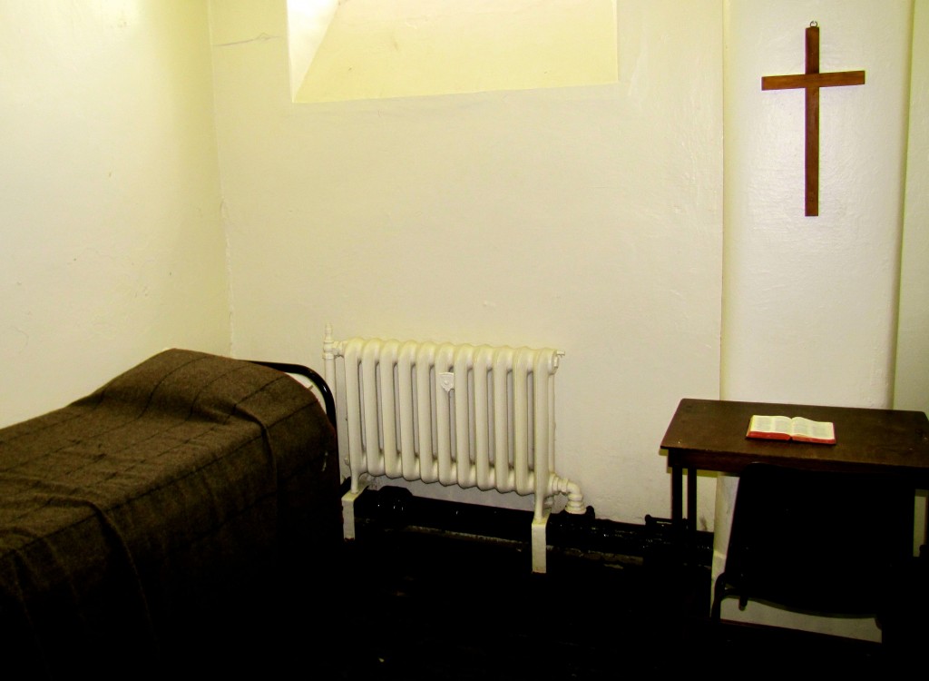 This cell was used to house condemned criminals. It was twice as large, in part because two guards had to be in with the prisoner twenty-four hours a day. 