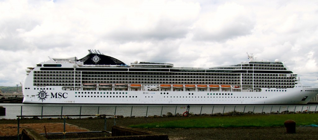 Some perspective. This is MSC Magnifica, the largest cruise ship that currently puts in to Belfast. She is only 72 feet longer than Titanic, and apparently not as tall. So, in 100 years, only 72 feet longer. That's something.