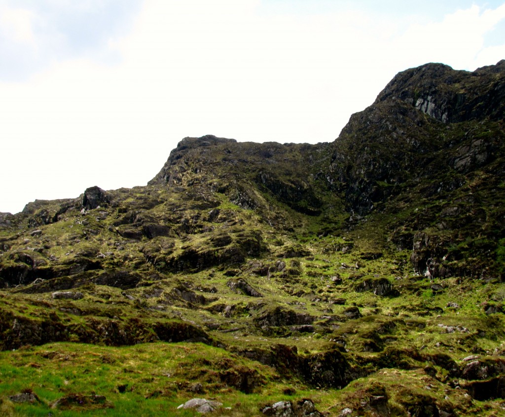 The steep walls lining the gap are studded with limestone outcroppings, looking both forbidding and picturesque.