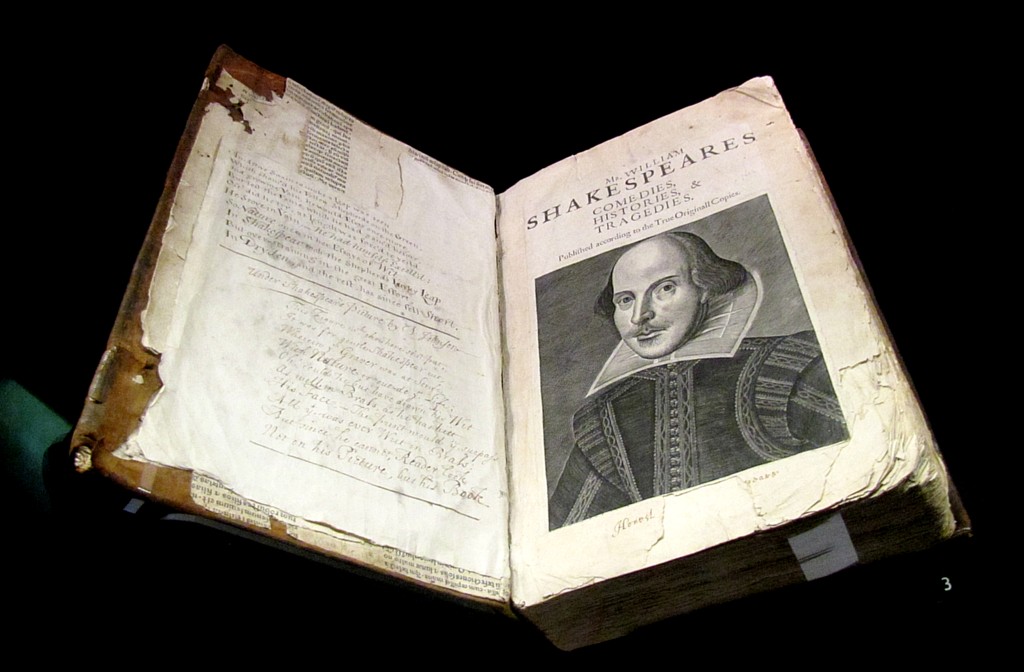 Remember that I said the First Folio was dedicated to William Herbert, the 3rd Earl of Pembroke? Well, here's the First Folio. They seem to have cleaned off the marks I made pressing my face against the glass. Stories that I was licking the case are filthy, filthy lies. Probably.