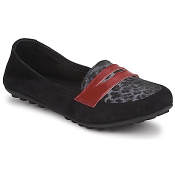 Chaussures Fille Mocassins Mod'8 CELEMOC JUNIOR Noir / Léopard / Rouge