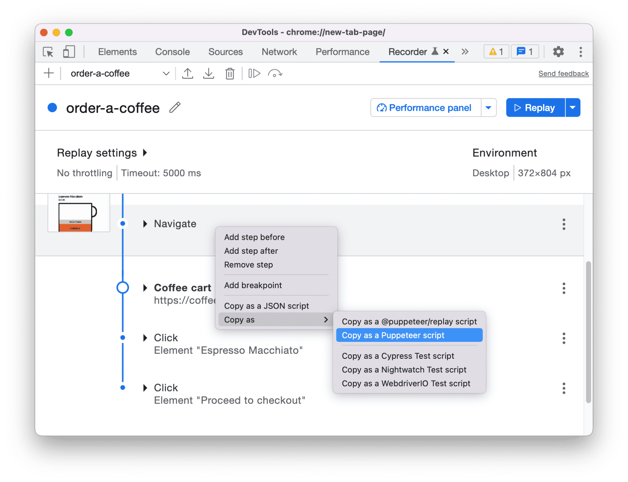 Nouvelles options de copie dans le panneau &quot;Enregistreur&quot;.