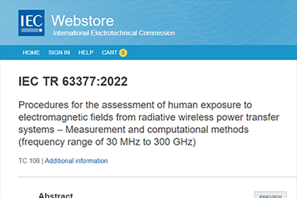 IEC发布辐射式无线电能传输系统电磁场的人体暴露评估程序标准