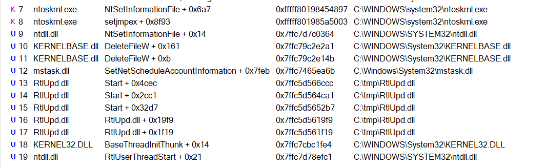 Callstack showing task deletion via COM