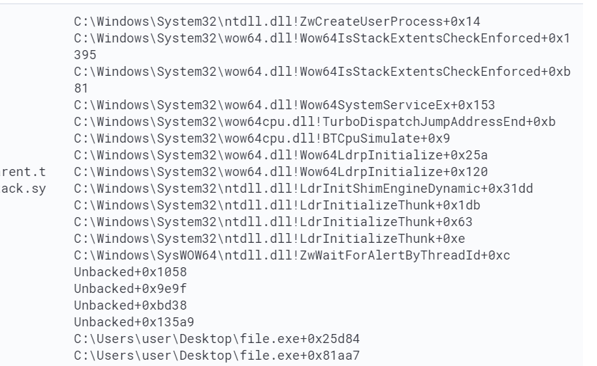 Alert call stack for PIKABOT loader