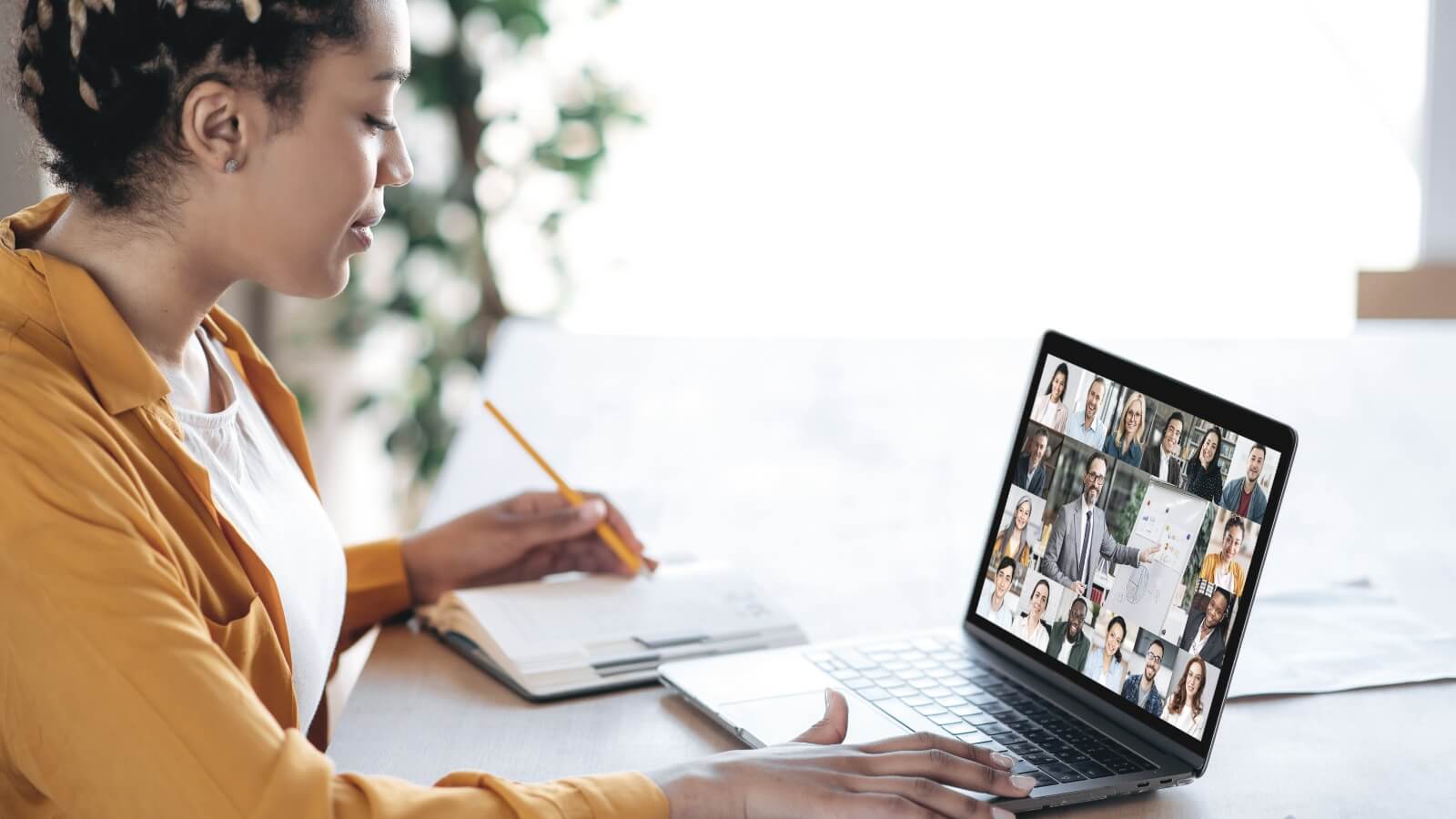 Woman working remotely