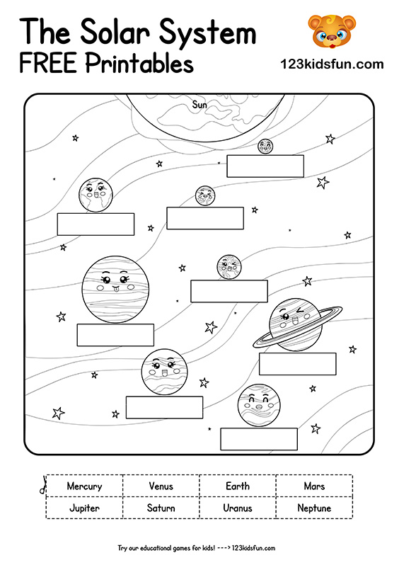 Solar System and Planets Worksheets for Kids