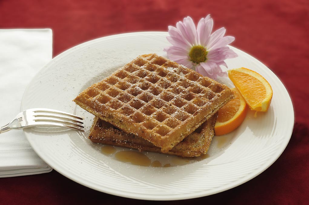 waffles w walnuts & orange rind